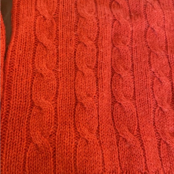 VTG British Shetland Wool Sweater Size 38 Cable Knit red orange J.G. Hook - Picture 2 of 8